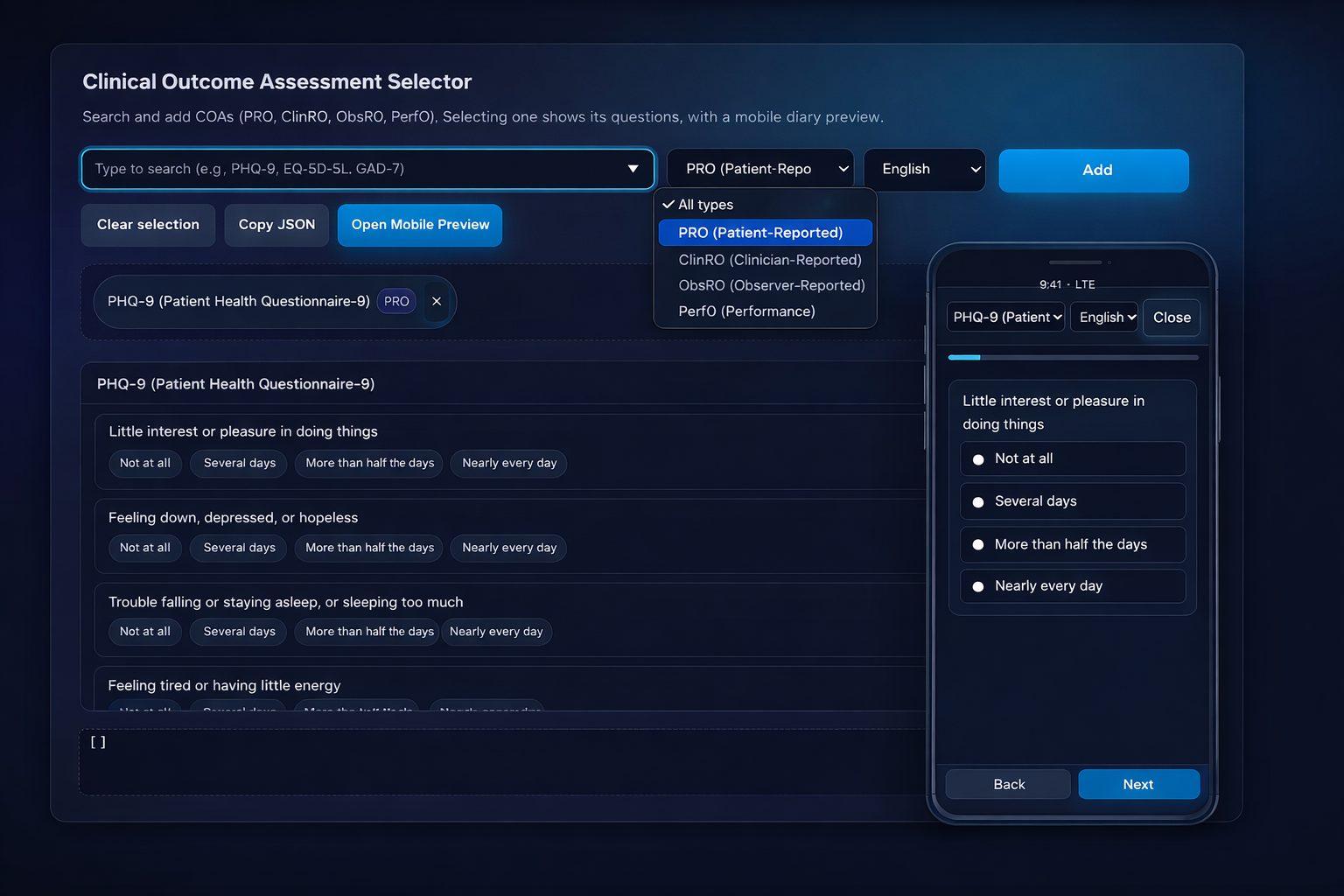 Delve Health eCOA form builder for protocol-aligned assessments